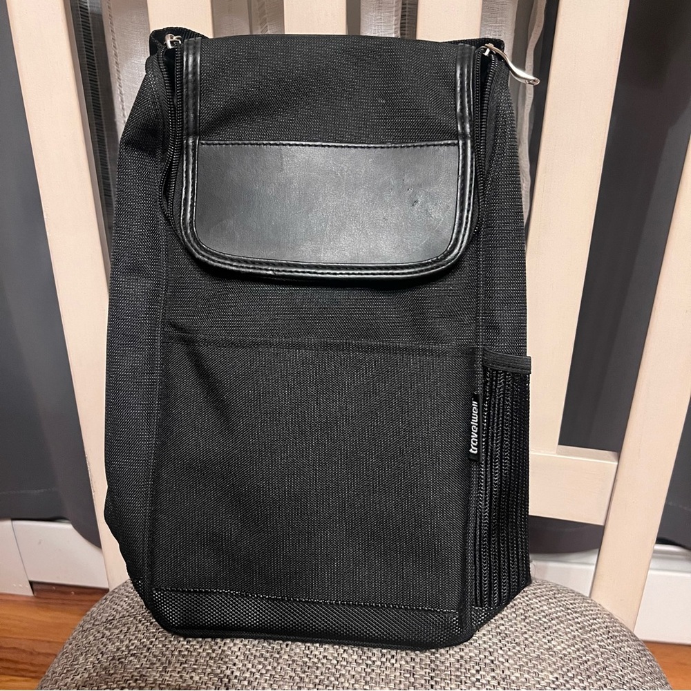 Travelon Insulated 2 Bottle Wine Carrier Tote Black Travel Bag